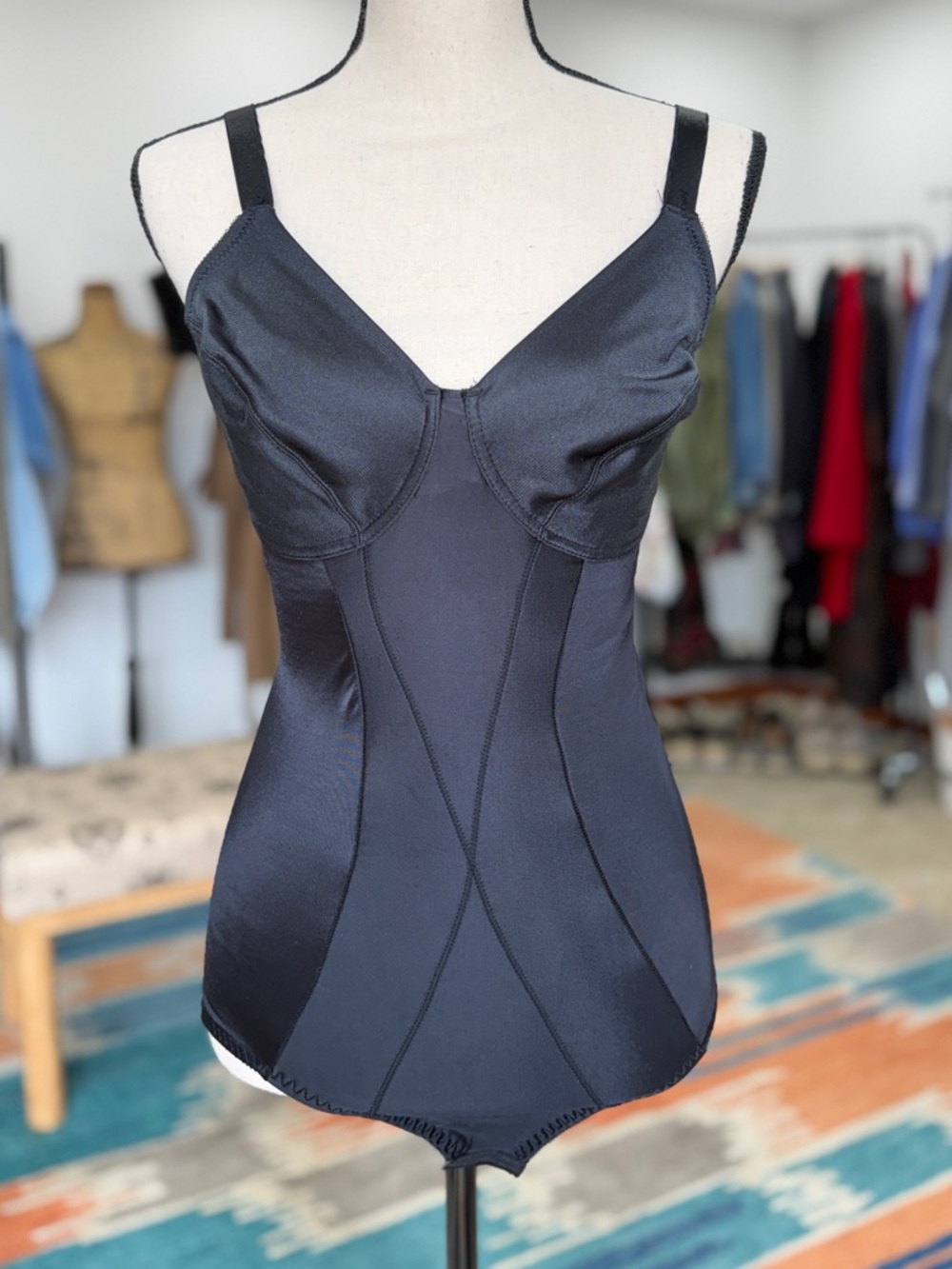 Cupid Black Satin Shapewear Bodysuit